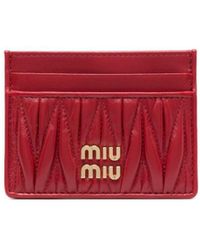 Miu Miu - Logo-plaque Matelassé Cardholder - Lyst