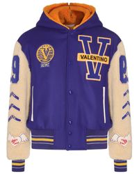 Valentino - Navy Wool Bomber Jacket - Lyst