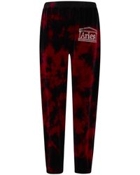 Aries Red Cotton Rhinestone Trousers