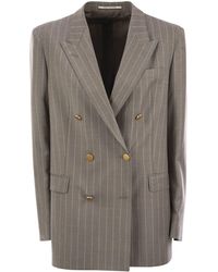 Tagliatore - Stretch Wool Double-Breasted Pinstripe Blazer - Lyst