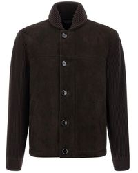 Brioni - Suede Bomber Jacket Puffer Jackets - Lyst