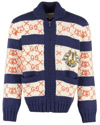 Gucci - Embroidered Wool Cardigan - Lyst