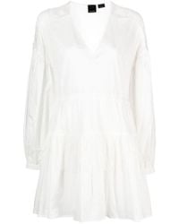 Pinko - Baaria Short Cotton Dress With Fringes - Lyst