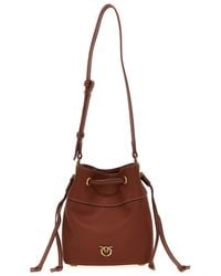 Pinko - Mini Bucket Bag With Metallic Love Birds Logo On The Front - Lyst