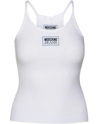 Moschino Jeans - White Viscose Blend Tank Top - Lyst