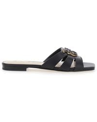 Pinko - 'Marli 09' Sandals With Love Birds Diamond Cut Plaque And Cut-Out Details - Lyst