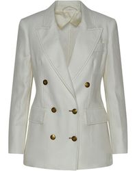 Max Mara - White Linen Verace Blazer Jacket - Lyst