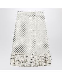 Valentino Garavani - Ivory Polka-Dot Skirt With Ruffles - Lyst