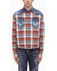 DSquared² - Checked Shirt With Denim Details - Lyst
