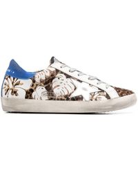 Golden Goose - Super-star Leo Horsy With Hibiscus Transfer Upper Laminated Star Suede Heel Shoes - Lyst