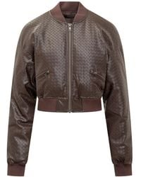 ROTATE BIRGER CHRISTENSEN - Rotate Braided Leather Bomber Jacket - Lyst