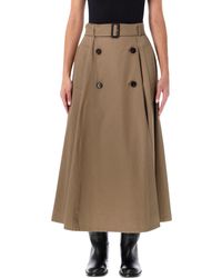 Burberry - Gabardine Trench Midi Skirt - Lyst