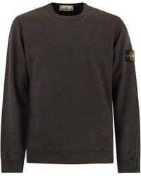 Stone Island - Crewneck Sweatshirt With Badge - Lyst