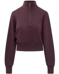 Victoria Beckham - Sweater With Zip And High Neck - Lyst