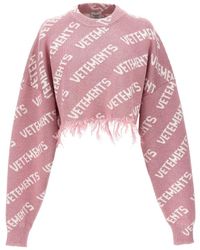 Vetements - 'Iconic Lurex Monogram' Crop Sweater - Lyst