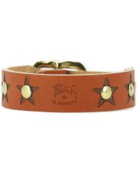 Il Bisonte Leather Bracelet With Golden Studs - Multicolor