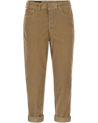 Dondup - Koons - Multi-striped Velvet Trousers With Jewelled Buttons - Lyst
