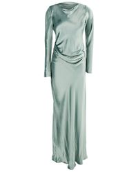 Alberta Ferretti - Long Dress With Draped Details And Long Sleeves - Lyst