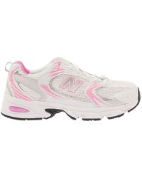 New Balance - 530' White And Low Top Sneakers With Logo Patch In Tech Fabric - Lyst