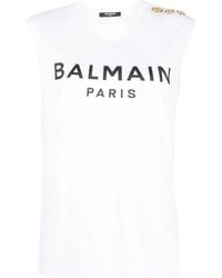 Balmain - Printed Tank Top - Lyst