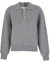 DUNST - Sweater With Polo Collar And Ribbed Details - Lyst