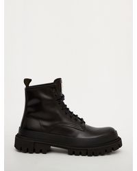Dolce & Gabbana Logo-plaque Leather Boots in Black for Men Mens Shoes Boots Formal and smart boots 