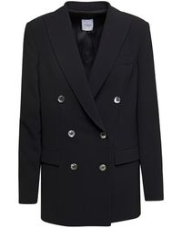 Plain - Black Double-breasted Jacket With Peaked Revers And Tonal Buttons In Stretch Fabric Woman - Lyst