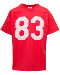 ERL - Red Football T-shirt With 83 Print In Cotton - Lyst