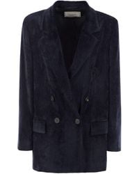 Peserico - Velvet Double-Breasted Blazer - Lyst