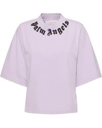 Palm Angels - Cropped Cotton T-Shirt With Logo - Lyst