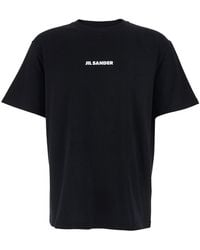 Jil Sander - Crewneck T-Shirt With Logo Lettering On The Front - Lyst