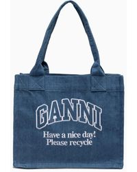 Ganni - Large Easy Shopper Denim Bags - Lyst