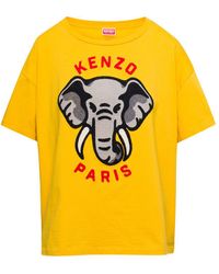 KENZO - Oversize T-shirt With Elephant And Logo On The Chest - Lyst