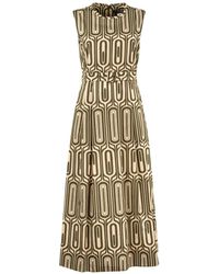 Max Mara - Printed Cotton Dress With Belt - Lyst