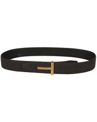 Tom Ford - T Buckle Leather Belt Brown - Lyst