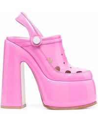 Casadei Woman Mules Patent Leather Pink With Platform