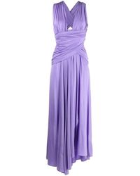 Pinko Satin Plunge-neck Gown - Purple