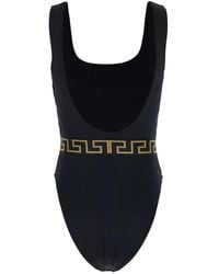 Versace - One-Piece Swimsuit With Greca And Medusa Band - Lyst