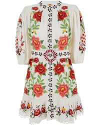 FARM Rio - Mini Dress With Roses Printed - Lyst