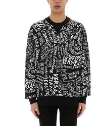Versace Jeans Couture - Sweatshirt With Logomania Print - Lyst