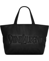 Saint Laurent - Logo-debossed Leather Tote Hand Bag - Lyst
