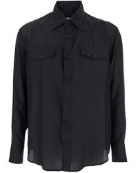 Tonywack - Shirt With Classic Collar And Two Front Patch Flap Pockets With Button - Lyst