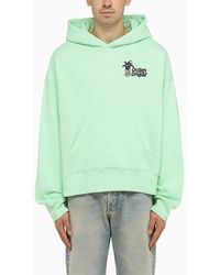 Palm Angels - Green Hoodie With Palm Long Legs Print - Lyst