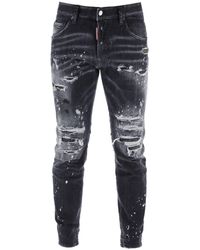 DSquared² - Skater Jeans In Black Diamond&studs Wash - Lyst