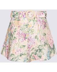 Zimmermann - Halliday Tuck Floral-Print Linen Shorts - Lyst