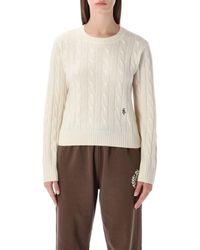 Sporty & Rich - Cropped Cable-knit Cashmere Sweater Ecru - Lyst