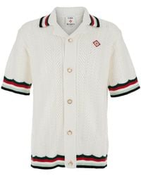 CASABLANCA - Shirt With Classic Collar And Chest Logo Patch - Lyst