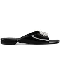 Gucci - Patent Leather Flat Sandals - Lyst