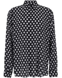 Dolce & Gabbana - Black Oversized Shirt With Polka Dot Dg Print In Silk Crepe Man - Lyst