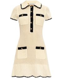 Self-Portrait - Cream Crochet Collared Mini Dress Clothing - Lyst